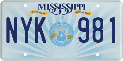 MS license plate NYK981