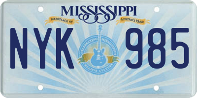 MS license plate NYK985