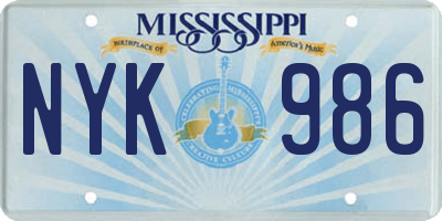 MS license plate NYK986