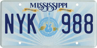 MS license plate NYK988