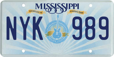 MS license plate NYK989