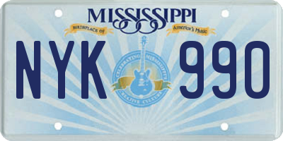 MS license plate NYK990