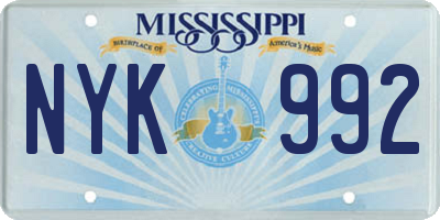 MS license plate NYK992