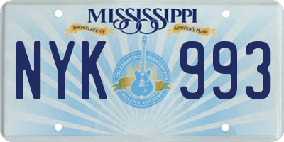 MS license plate NYK993
