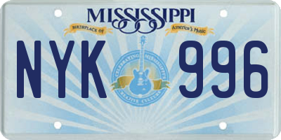 MS license plate NYK996
