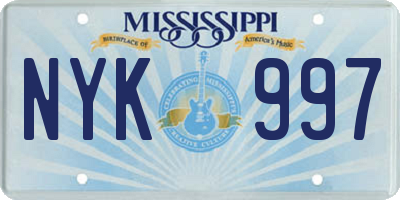 MS license plate NYK997