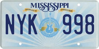 MS license plate NYK998