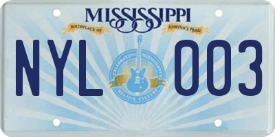 MS license plate NYL003