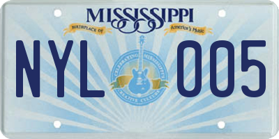 MS license plate NYL005