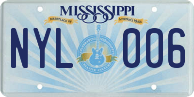 MS license plate NYL006