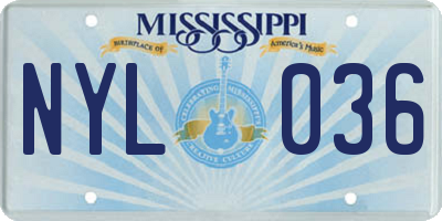 MS license plate NYL036