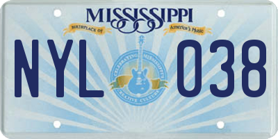 MS license plate NYL038