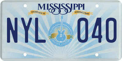 MS license plate NYL040