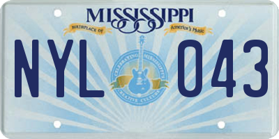 MS license plate NYL043
