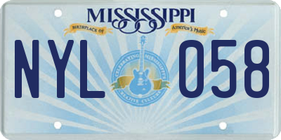 MS license plate NYL058