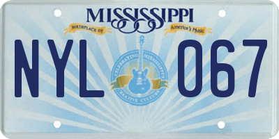 MS license plate NYL067