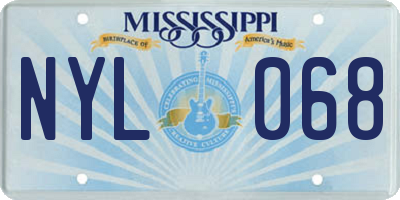 MS license plate NYL068