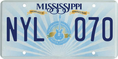 MS license plate NYL070