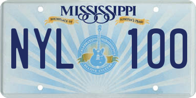 MS license plate NYL100