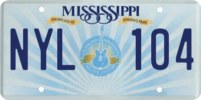 MS license plate NYL104