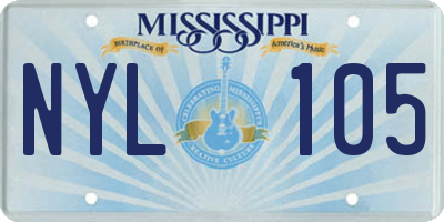 MS license plate NYL105