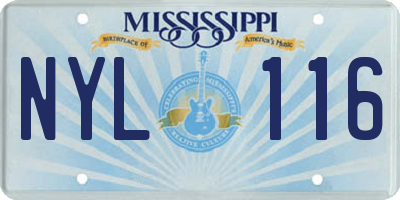 MS license plate NYL116