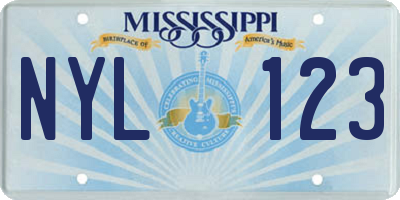 MS license plate NYL123