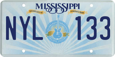 MS license plate NYL133