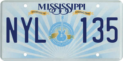 MS license plate NYL135