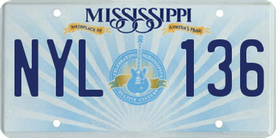 MS license plate NYL136