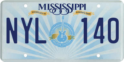 MS license plate NYL140