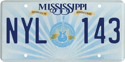 MS license plate NYL143