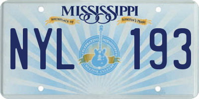 MS license plate NYL193