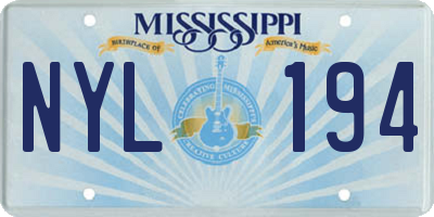 MS license plate NYL194