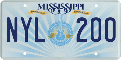 MS license plate NYL200