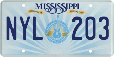 MS license plate NYL203
