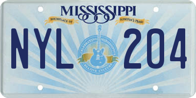 MS license plate NYL204