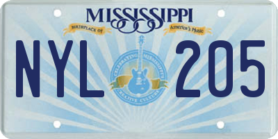 MS license plate NYL205