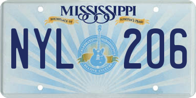 MS license plate NYL206