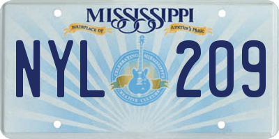 MS license plate NYL209