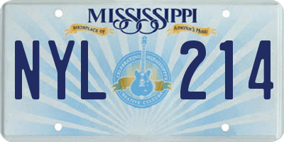 MS license plate NYL214