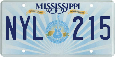 MS license plate NYL215