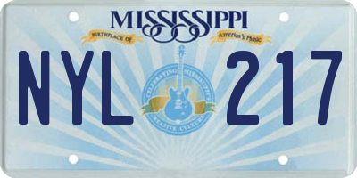 MS license plate NYL217