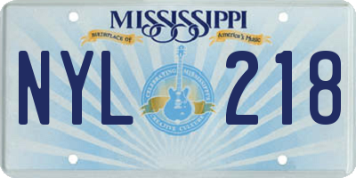MS license plate NYL218