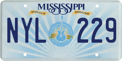 MS license plate NYL229