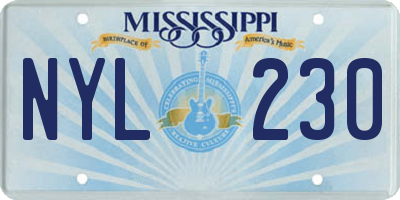 MS license plate NYL230