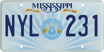 MS license plate NYL231