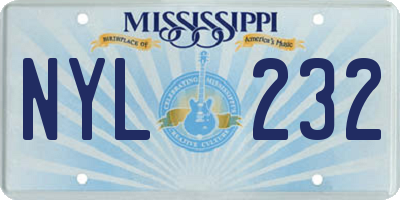 MS license plate NYL232