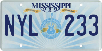 MS license plate NYL233