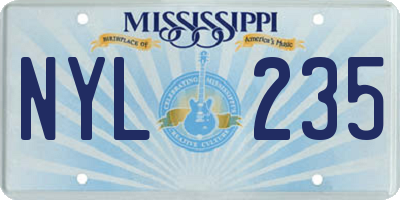 MS license plate NYL235